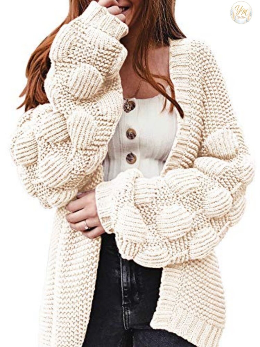 Women's Oversized Knit Cardigan Long Sleeve Open Front Sweater Coat